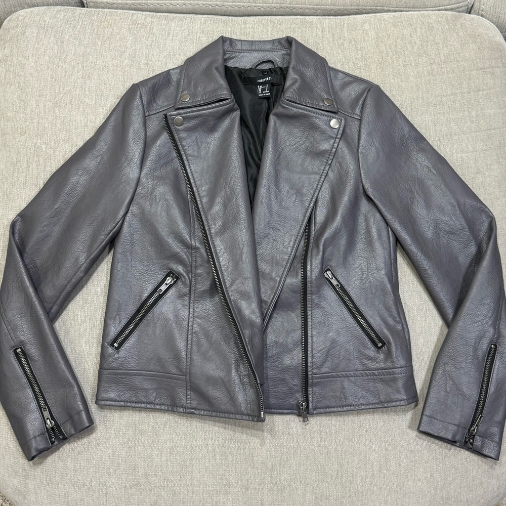 Grey Leather Jacket
